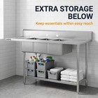 Triple Bowl Stainless Steel Utility Sink Station W  Workbench  Rack  Drain shelf