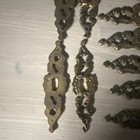 Antique Ornate Brass Escutcheons Key Hole Covers Set Rusted