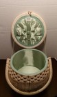 Wicker Round Sewing Basket With Floral Lid Jc Penney Co  Made In Japan Vintage 
