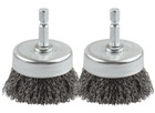 2 Pack Wenora Wire Brush For Drill  2  Coarse Steel 1 4  Hex Shank rust Removal