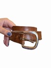 Vintage Brown Leather Belt With Silver Buckle
