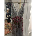 Primavera Floral Sequin V-neck Formal Gown Grey Pink Gold Size 00