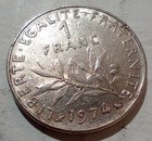 1 One Franc 1974 France Coin Republique Fran  aise The Sower Walking Woman 