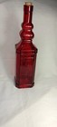 12  Tall Decorating Glass Bottle   Cork Red Raised Design Square