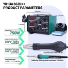 Yihua 862d   750w Hot Air Rework Station Soldering Iron Station Kit Digital  Smd
