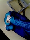 14k White Gold Diamond Cluster Stud Earrings Clear Round Stones Butterfly Back
