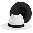  Womens   Mens Fedora Hats  Wide Brim Fedora Large-x-large Wt-white black-black