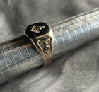 10k Gold Vintage Masonic Ring Black Onyx Inlay  Family Estate   Size 13  9 3g