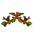 Vintage German Black Forest Cuckoo Clock Trim Carved Color Birds Topper 5x13 