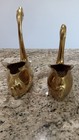 Vintage Mid Century Solid Brass Swan Planters 7 1 4  And 5 1 2  Tall
