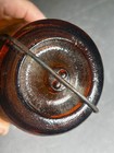 Early Example Amber Quart Trade Mark Lightning Fruit Jar mint Bail Works bubbles