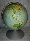 Vintage World Globe Nystrom Sculptural Relief Globe  Mid Century Modern 12 