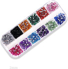 4 Boxes 2mm 3mm Assorted Colored Rhinestones Flatback Crafting Jewels Round Flat