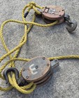 Antique Wood Block And Tackle Pulley System   4-sl And Anchor Brand Together