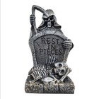 Grim Reaper Solar Led Tombstone Light Halloween Yard Decor Blue Glow Statue