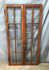 Pair Antique Chestnut 8 Lite Casement Cabinet Windows Vtg 16x60 Old 659-25b