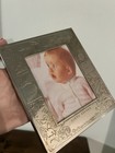 Vintage Silverplate Birth Record Baby Photo Frame 4    X 3    Elegant Timeless
