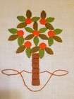 Lot Of 2pcs Framed Crewel   Painted Burlap Hanging Wall Art - Vintage Boho Decor