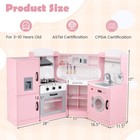 Corner Play Kitchen Toddler Kitchen Playset W range Hood  Ice Maker  Microwave
