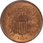 1864 Two Cent Piece  Large Motto - Pcgs Ms-64  Rd  Fiery  Fresh   Cac Approved 