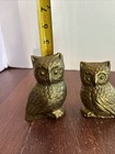 Vtg  Set Of 2  Brass Owls  Mcm  Boho  Detailed Paperweights  Bookends  Display