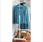 Heavy Clothes Hanger Adjustable Height  Rolling Garment Rack Metal Chrome White