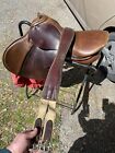 18  Courbette English Saddle Brown Horse Jumping Leather Used Stirrups Cinch 