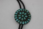 Vtg Wms Signed Sterling Silver Turquoise Bolo Tie