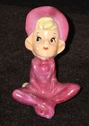 Pixie Elf Sprite Norcrest Ceramic Figurine Kitsch Mcm Miniature Cross Leg Mauve