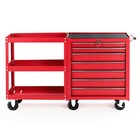 7-drawer Tool Chest With Side Shelves  Lock   Key  6 Wheels Tool Box Organizer