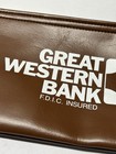 Vintage Great Western Bank Zippered Bank Deposit Money Bag Brown Leatherette
