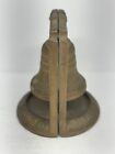 Vintage Metal Cast Metal Liberty Bell Book Ends Gold Tone   Brass Tone Finish
