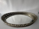 Vintage Mid Century Oval Mirrored Tray Filigree Gold Gilt Vanity Dresser Perfume