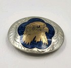Silversmith Collection Belt Buckle Adm Hand Made Eagle Head Inlay Western Vntg