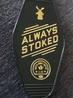 Dutch Bros Always Stoked New Keychain Black Gold Metal