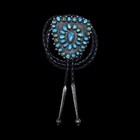Large Vintage Navajo 38-stone Turquoise Sterling Silver Bolo Tie Slide
