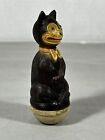 Viscoloid Roly Poly Antique Black Cat Halloween Celluloid Felix Toy 4  Weighted