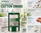 3 Pack Assured Cotton Swabs 300 Count Each  900 Total  100  Pure Cotton Plastic