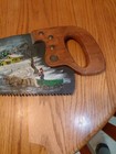 Hand Painted Hand Saw 33 X 7 Very Nice Winter Rural Scene Wood Handle Signed