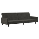 Sofa Bed Dark Grey Velvet  100  Polyester   Wood  Plastic 2-seater