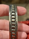 Sterling Silver 925 Cuff Bracelet Braided   Beaded Design  From Mexico