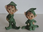 Vintage Lot set 5 Mcm Christmas Pixie Elfs Ceramic Figurines Japan  Winking