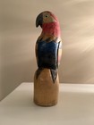 Vintage  Hand-carved  And Hand-painted Parrot Figurine Lightweight Balsa Wood