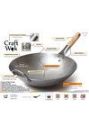 Craft Wok Traditional Hand Hammered Carbon Steel Pow Wok With Wooden 14 