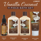 Spa Gift Basket For Women 9 Piece Vanilla Coconut Bath Body Set Mothers Day