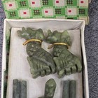 Green Stone Chinese Chopsticks Set With Holders Turtles Asian Style Boxed