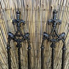 Antique Victorian Gothic Cast Iron Architectural Balustrade Panels Pair Salvage