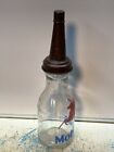 Mobilgas Pegasus Motor Oil Bottle Spout Cap Glass Vintage Style Gas Station
