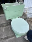 Vintage Mid Century Sea Green Porcelain Complete Toilet - Complete Antique Set