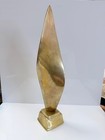 Vintage Abstract Brass Sculpture Mid Century Modern Brancusi Style Bird In Space